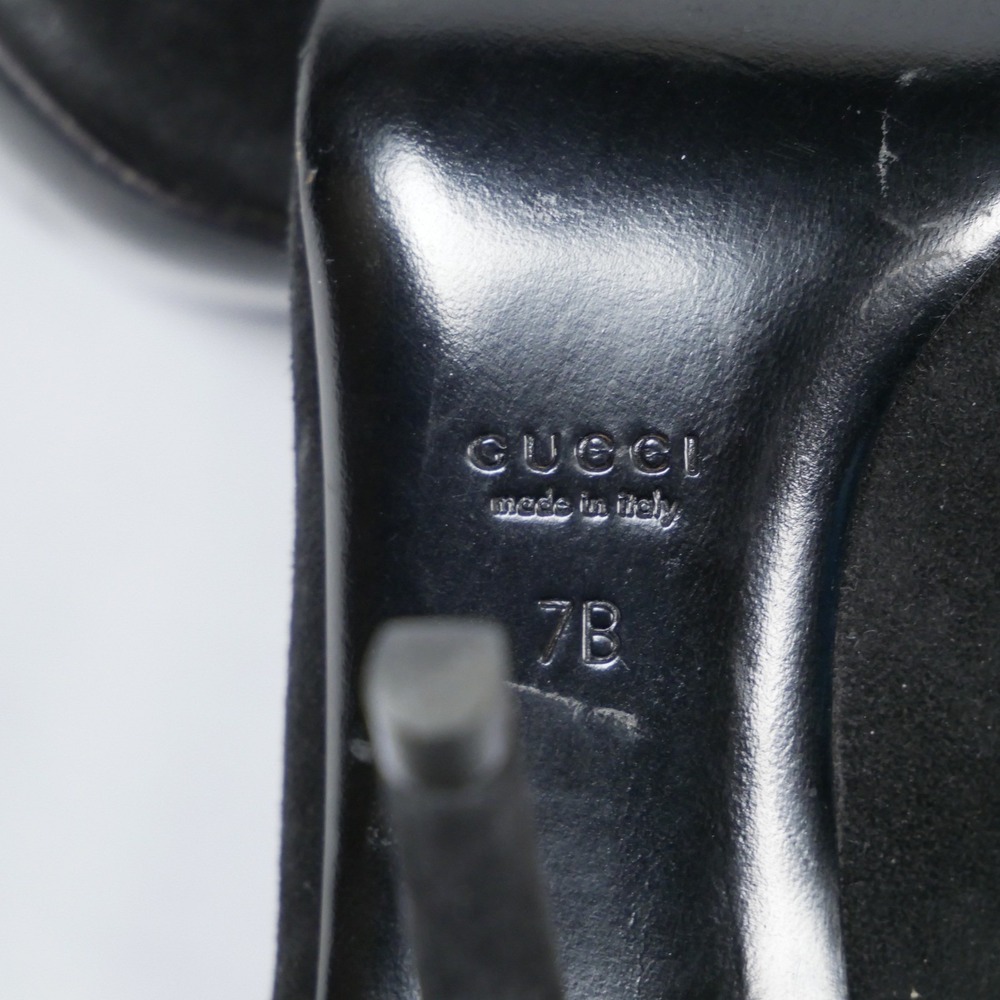 Gucci Black Suede Crystal Embellished Peep Toe Pumps 186938 C2000 7B - Picture 8 of 15